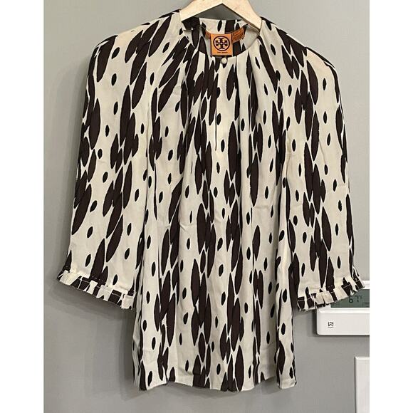 Tory‎ Burch Silk Top Abstract Print Tunic Blouse Womens sz 2 EUC
